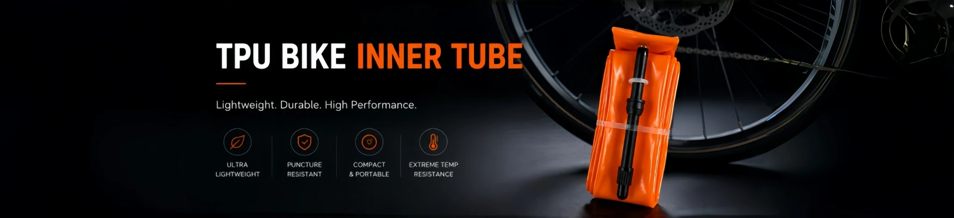 Lightweight TPU bike inner tubes for road, gravel, mountain and BMX bikes.